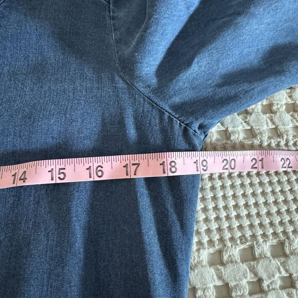 Soft Surroundings Positano Getaway V Neck Shift Dress Sz S Chambray Denim Tencel - Picture 9 of 10